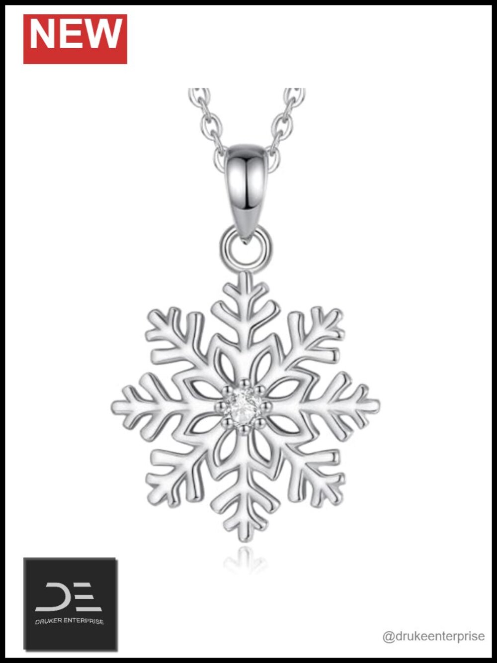 925 Sterling Silver Snowflake Pendant Necklace for Women 18in